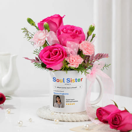 Personalized Soul Sister Mug Arrangement For Rakhi-picture-11