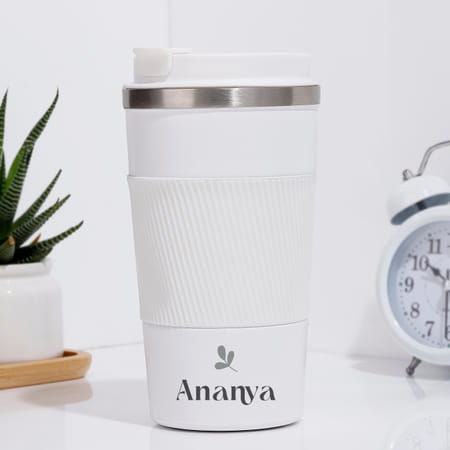 Personalized Stainless Steel White Tumbler - 510 ML