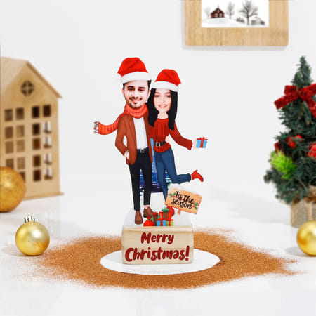 Personalized Tis The Season Couples Christmas Caricature