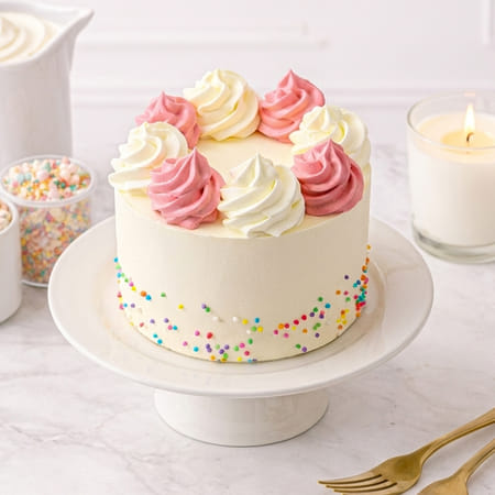 Pink & Cream Swirl Vanilla Delight Cake-image-16