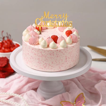 Pink Velvet Merry Christmas Cake-image-10