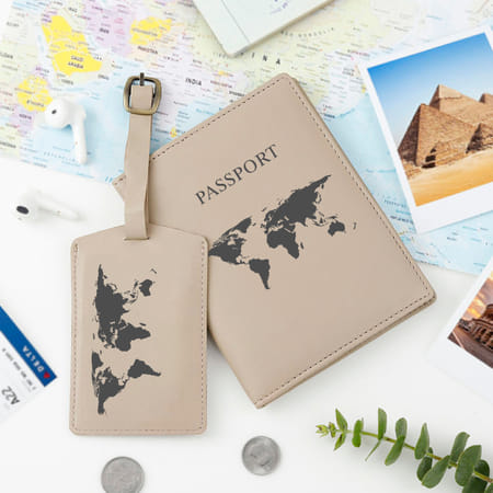 Premium Passport Cover And Luggage Tag Combo - Grey-image-10