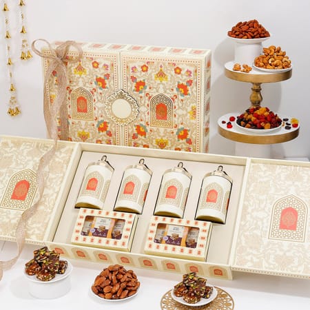 radiant golden aura dry fruits gift box