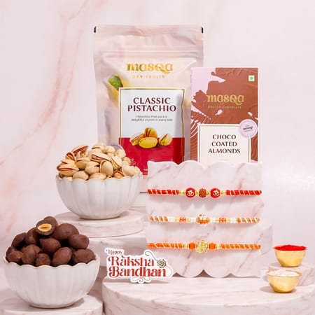 Religious Rakhi Trio with Dry Fruits Hamper-picture-28