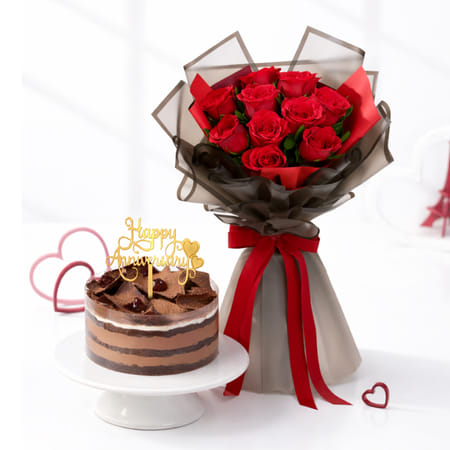 Roses & Black Forest Anniversary Delight-image-10