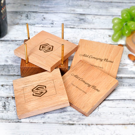 Set of 4 Wooden Coasters- Customized with Logo & Company Name-image-15