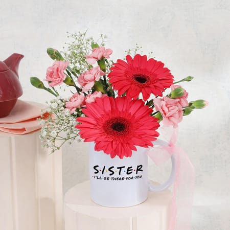 Sisters Celebration Rakhi Floral Mug Arrangement-picture-22