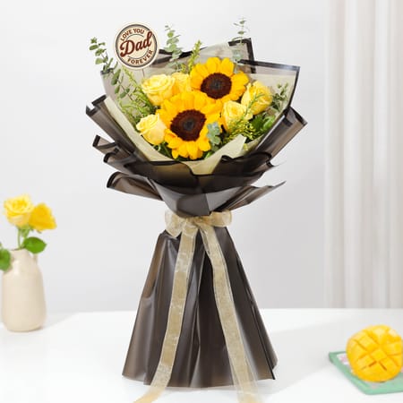 Sunflowers & Yellow Roses Bouquet for Dad-picture-16