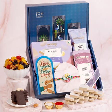 Swirl Evil Eye Rakhi and Gourmet Sweets Hamper-picture-26