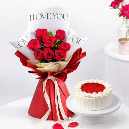 Timeless Roses & Cake Combo-picture-36