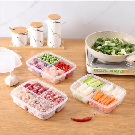 Transparent Four Grid Storage Box - Assorted - Single Piece-image-14