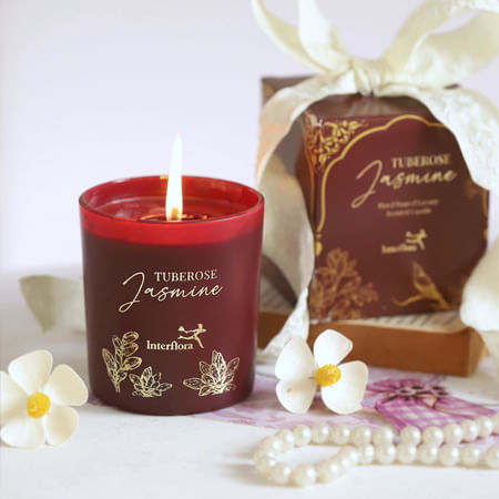 Tuberose Jasmine Scented Candle - 150gms