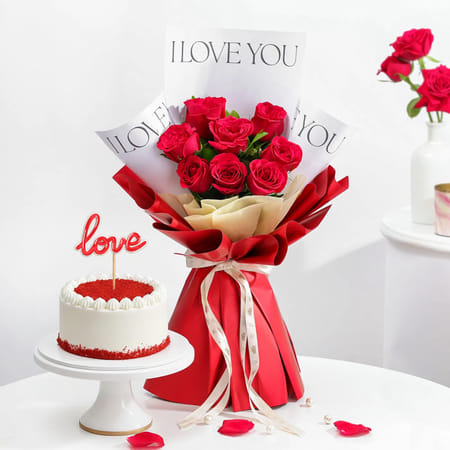 Valentine's Day Roses with Cream Cake-picture-29
