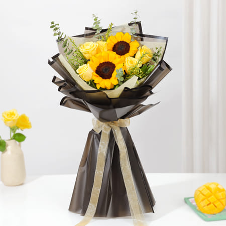 Vibrant Sunflowers & Yellow Roses Bouquet-picture-33