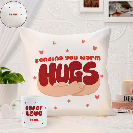 Warm Hugs Personalized Cushion And Mug Duo For Valentine's Day-image-42