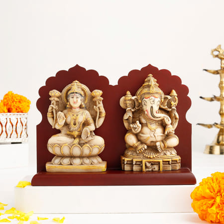 White And Gold Laxmi Ganesha Idols-picture-25