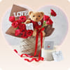 Flowers with teddy for Valentines Day