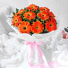 10 Orange Gerberas Bouquet in Elegant White Wrapping Online