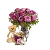 12 Lavender Roses with Teddy & Card Online