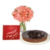 12 Pink Carnations Bouquet with Chocolate Cheesecake & Lindt Lindor Chocolates