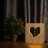 Gift 3D LED Wooden Night Light Table Lamp - Heart - Single Piece