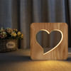 Shop 3D LED Wooden Night Light Table Lamp - Heart - Single Piece