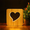 3D LED Wooden Night Light Table Lamp - Heart - Single Piece Online