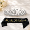 40th Birthday Party Crown and Sash Set