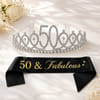 50th Birthday Party Crown and Sash Set