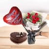 6 Red Roses with Chocolate Cake