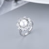 Buy Adjustable Floral CZ And Pearl Ring