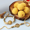 Antique Bhaiya Bhabhi Rakhi With Besan Ladoo Online