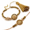 Gift Antique Pearl Bhaiya-Bhabhi Rakhi with Baklava