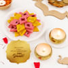 Assorted Kaju Katli With Thathera Design Metal Candles Online