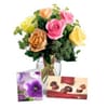 Assorted Roses And Chocolates For Valentine's Day