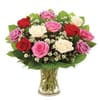 Assorted Roses Red Pink White Lilac Arrangement Online
