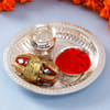 Buy Auspicious Beads Rakhis With Tricolour Barfi And Pooja Thali