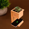 Gift Bamboo Wireless Charger with Planter