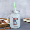Be Happy Personalized Frosted Glass Mason Jar Online