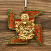 Beautiful White Metal Swastik with Ganesha Online