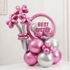 Gift Best Sister Pink Silver Balloon Arrangement for Rakhi