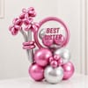 Best Sister Pink Silver Balloon Arrangement for Rakhi