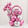 Best Sister Pink & Silver Balloon Bouquet for Rakhi