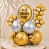Gift Best Teacher Ever Gold & Silver Balloon Arrangement