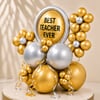 Gift Best Teacher Ever Gold & Silver Balloon Bouquet