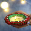 Big Clay Diya with Wax and Glitter Stone Work Online