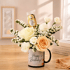 Birthday Cream Floral and Chocolate Mug Arrangement