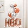 Gift Birthday Elegance Rose Gold And Silver Balloon Arrangement