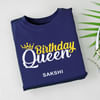 Gift Birthday Queen Personalized Cotton T-Shirt - Navy