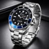 Gift Black and Blue Rotating Ring Stainless Steel Watch For Men